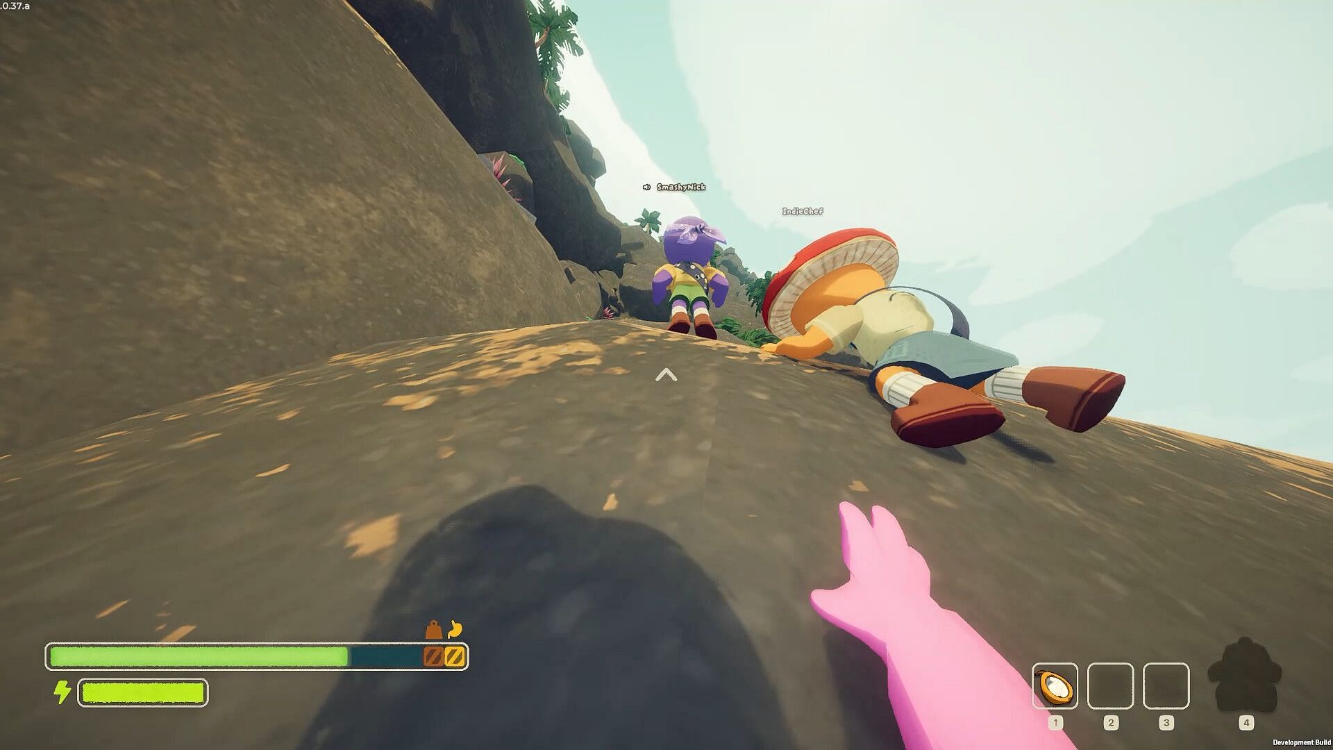 The map is littered with useful items - Coconuts, berries, and lootable luggage will keep you stocked (Image via Aggro Crab, Landfall)